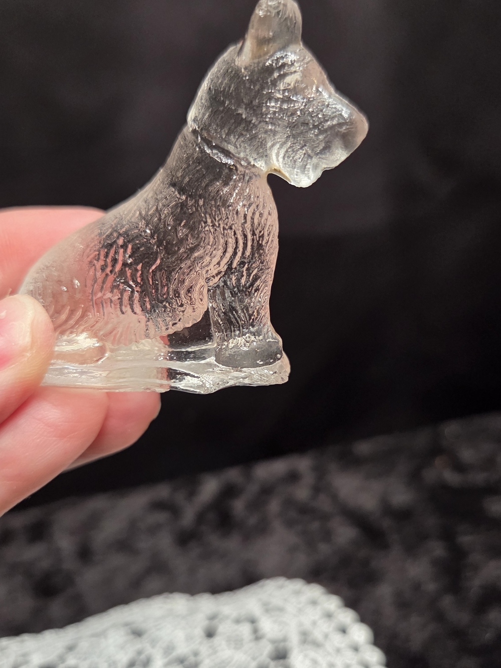 Vintage 2" Scottie Dog Figurine Clear Glass Crystal Miniature Puppy Dog Scotty